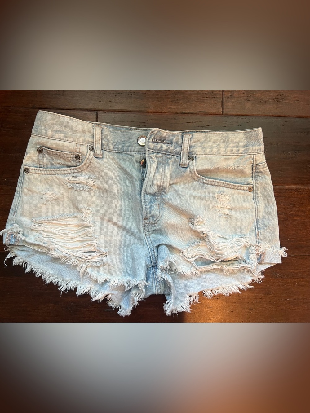 American Eagle Outfitters Light Wash Distressed Denim Shorts